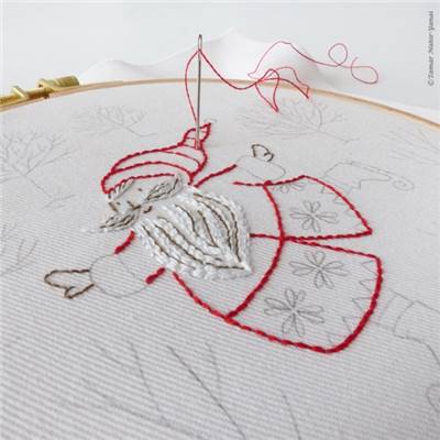 SKATING SANTA - KIT BRODERIE 21X21CM - TAMBOUR NON INCLUS - TAMAR NY