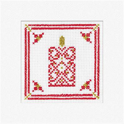 LOT 3 KITS CARTES DE NOEL AU POINT DE CROIX - FILIGREE CANDLE RED (A)