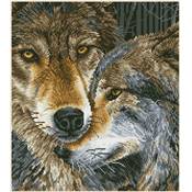 KIT BRODERIE DIAMANT - LE COUPLE DE LOUPS