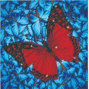 KIT BRODERIE DIAMANT - FLEURS ET PAPILLON ROUGE