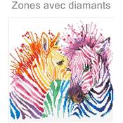 KIT BRODERIE DIAMANT - ZEBRES ARC-EN-CIEL