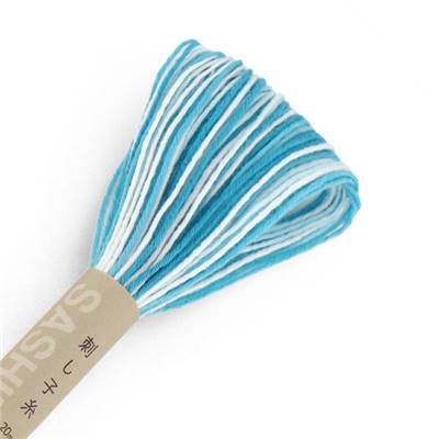 FIL SASHIKO MULTICOLORE - COL 57 - TURQUOISE - LOT DE 6 ECH. DE 20 M