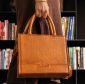 SAC  MAIN SHOPPER EN CUIR MUUD - BINA - WHISKY