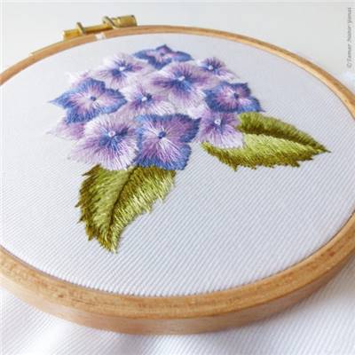 MINI PURPLE HORTENSIA-KIT BRODERIE 16X16CM-TAMBOUR NON INCLUS-TAMAR
