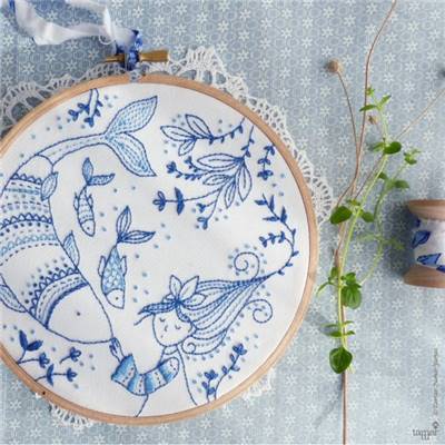 OCEAN PRINCESS - KIT BRODERIE 21X21CM - TAMBOUR NON INCLUS - TAMAR NY