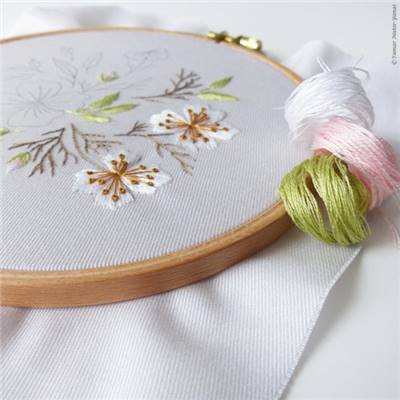 ALMOND BLOSSOM - KIT BRODERIE 21X21CM - TAMBOUR NON INCLUS - TAMAR NY