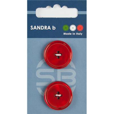 Carte 2 boutons polyester 4 trous Australian - 23 mm - Rouge