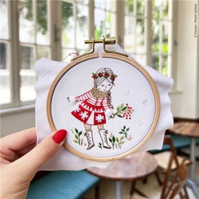 SNOWY GIRL - KIT BRODERIE 16X16CM - TAMBOUR NON INCLUS - TAMAR NY