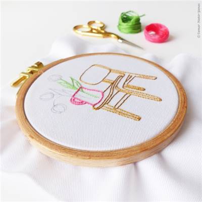 CHAIR AND TULIPS - KIT BRODERIE 16X16CM - TAMBOUR NON INCLUS-TAMAR NY